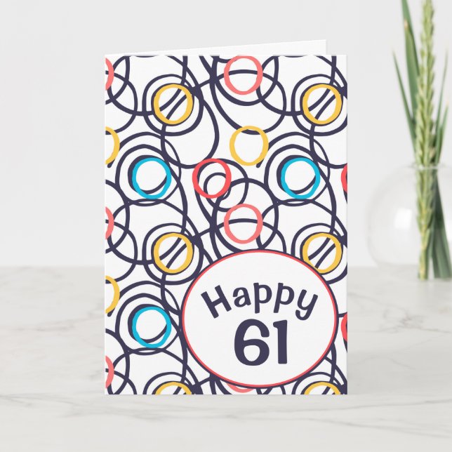 Carte Doodles funky pour 61e anniversaire (Devant)