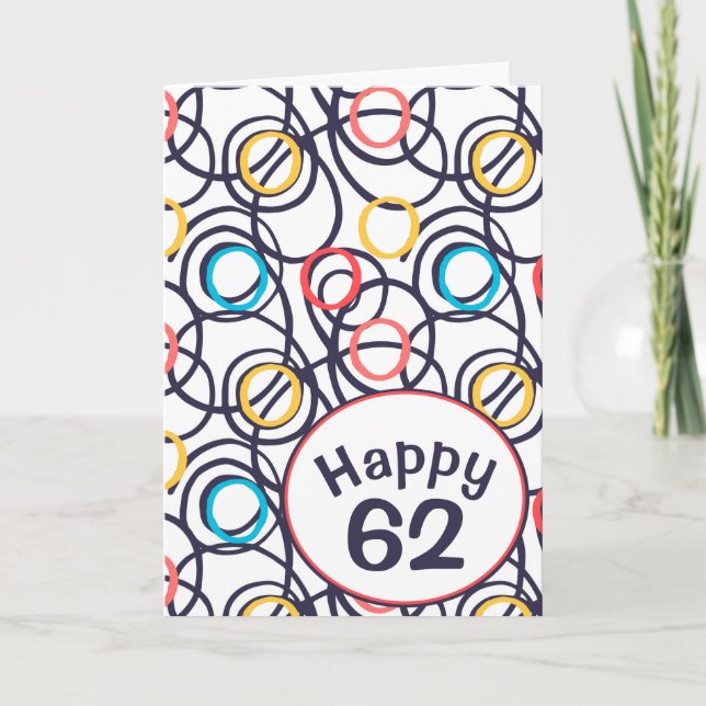 Carte Doodles funky pour 62e anniversaire (Devant)