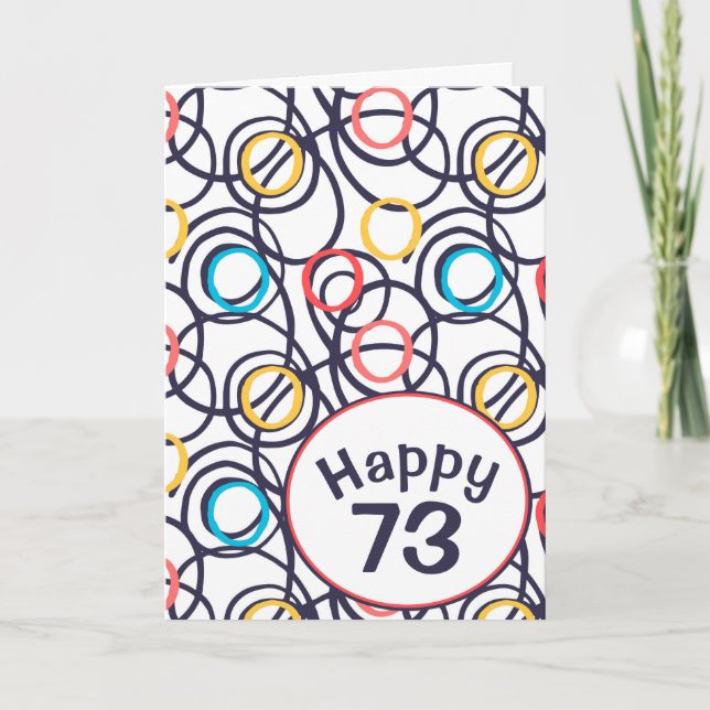 Carte Doodles funky pour 73e anniversaire (Devant)