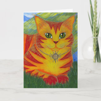 Carte d'or d'art d'imaginaire de chat de Sun d'or