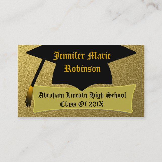 Carte d'or et du diplômé personnalisé chic de noir (Devant)