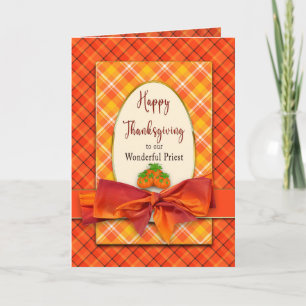 Carte d'or Orange Plaids Prêtre Thanksgiving
