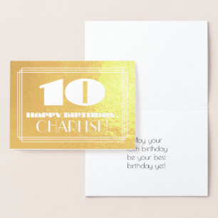 Carte Dorée 10e anniversaire : nom + style Art déco inspiré "1