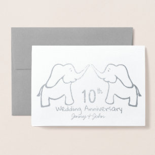 Carte Dorée 10e éléphant du 10e anniversaire de la Mariage