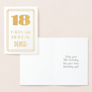 Carte Dorée 18e anniversaire : Art Déco Inspiré Look "18" & No