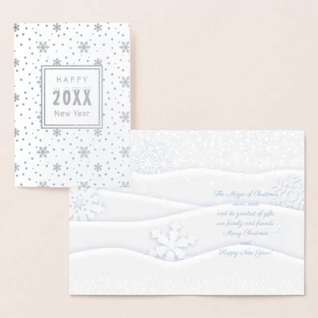 Carte Dorée 20XX Joyeux Noël et Bonne Année! Neige XMAS (Affichage)
