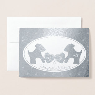 Carte Dorée 25e anniversaire du mariage d'argent du chien
