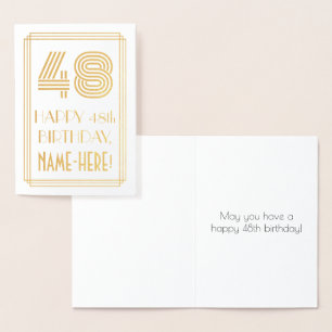 Carte Dorée 48e anniversaire - Art Déco Inspiré Look "48" & No