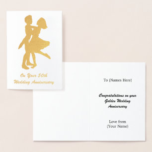 Carte Dorée 50ème anniversaire de Mariage (en or) - Personnali