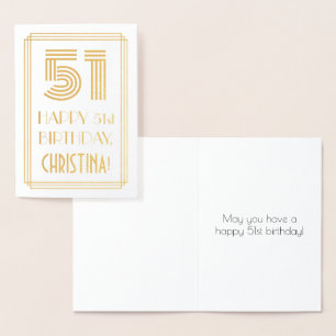 Carte Dorée 51e anniversaire - Art Déco Inspiré Look "51" & No
