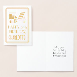 Carte Dorée 54e Anniversaire - Look inspiré de l'Art Déco "54"