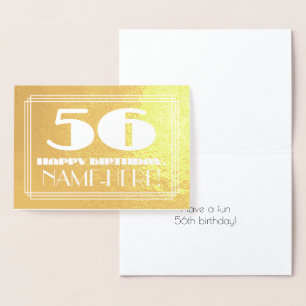 Carte Dorée 56e anniversaire : Nom + Art Déco Inspiré Look "56