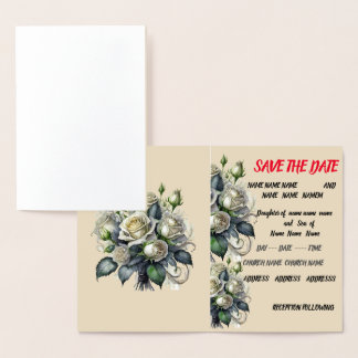 Carte Dorée 5x7 crème rose mariage invite SAVE LA DATE