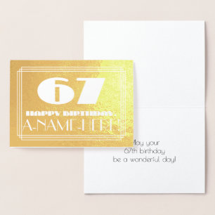 Carte Dorée 67ème anniversaire : Nom + Art Déco Inspiré Look "