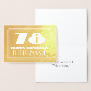 Carte Dorée 78e anniversaire : Nom + Art Déco Inspiré Look "78