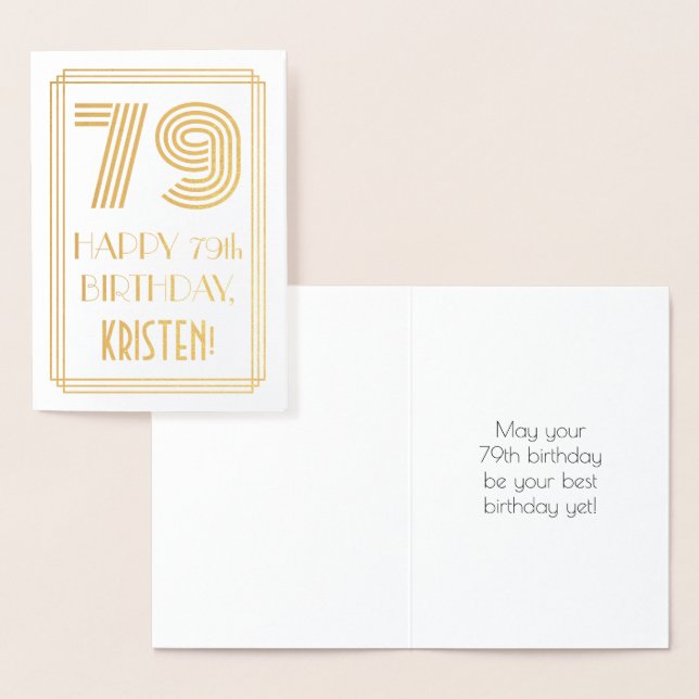Carte Dorée 79e anniversaire - Art Déco Inspiré Look "79" & No (Affichage)