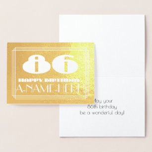 Carte Dorée 86e anniversaire : Nom + Art Déco Inspiré Look "86