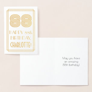 Carte Dorée 88e anniversaire - Art Déco Inspiré Look "88" & No