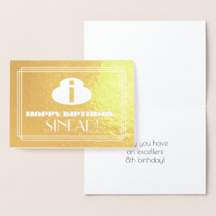 Carte Dorée 8e anniversaire : Nom + Art Déco Inspiré Look "8"