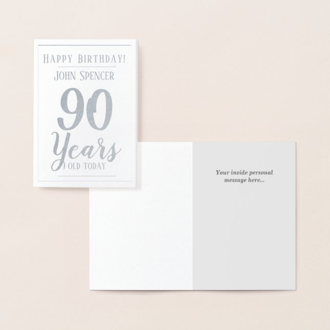 Carte Dorée 90 Ans. 90e anniversaire élégant (Affichage)