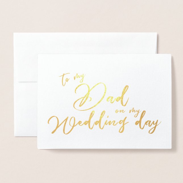 Carte Dorée À mon père le jour de mon mariage Père (Devant avec enveloppe)