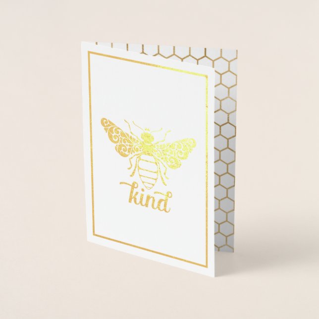 Carte Dorée Abee | Être gentil | Abeille ornée d'or (Devant)