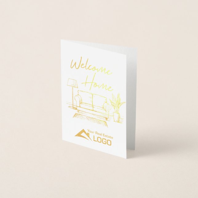Carte Dorée Accueil Personnalisation Immobilier Gold Foil Card (Devant)