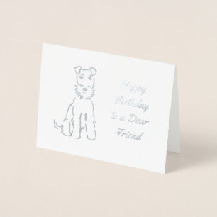 Carte Dorée Adorable Airedale Terrier Croquis sur personnalisa