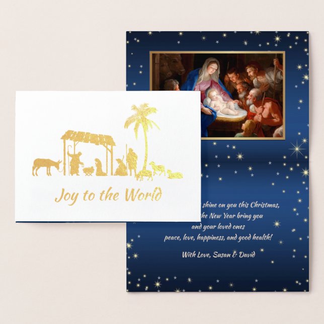 Carte Dorée Adoration des bergers. Le luxe de Noël réel (Affichage)