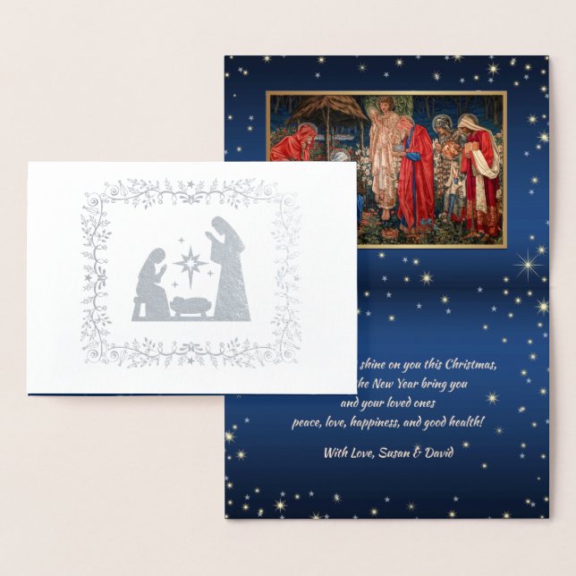 Carte Dorée Adoration des Mages. Luxe de Noël (Affichage)