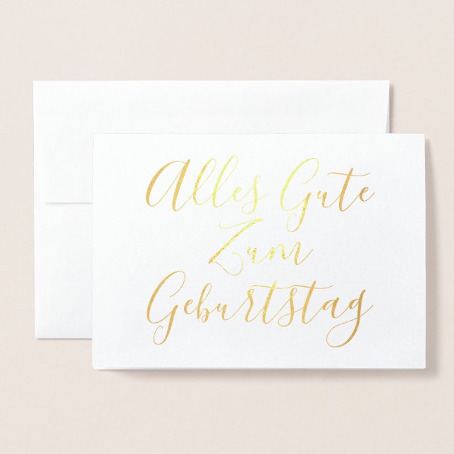 Carte Dorée Alles Gute zum Geburtstag Calligraphie (Devant avec enveloppe)