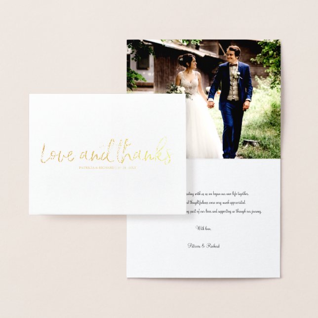 Carte Dorée Amour Et Merci Chic Mariage Merci Photo (Affichage)