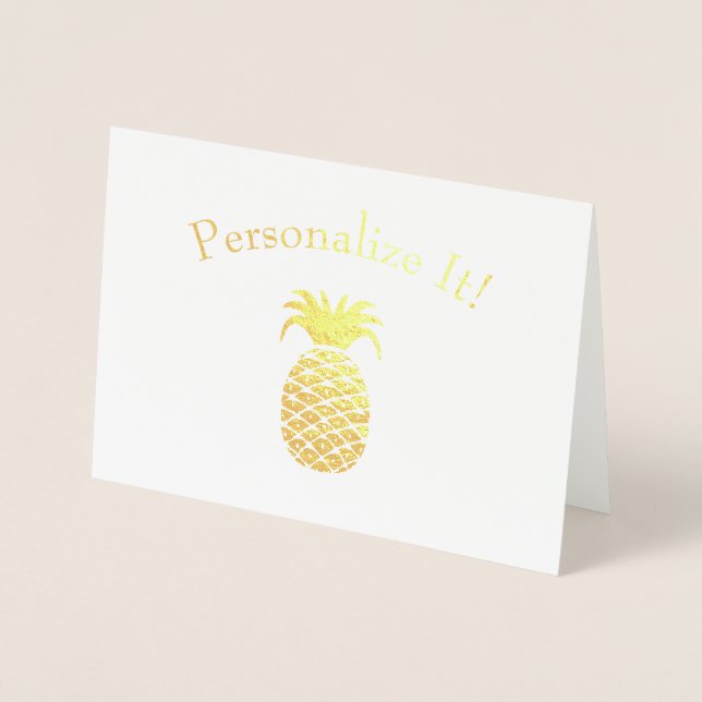 Carte Dorée Ananas simple personnalisé (Devant)