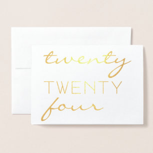 Carte Dorée Année personnalisée 2024 Typographie moderne Chic