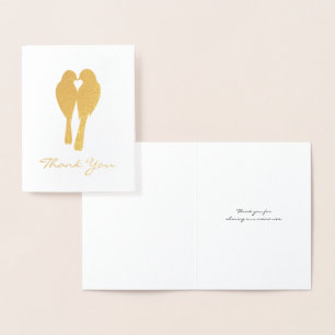 Carte Dorée Anniversaire d'or Lovebirds Merci