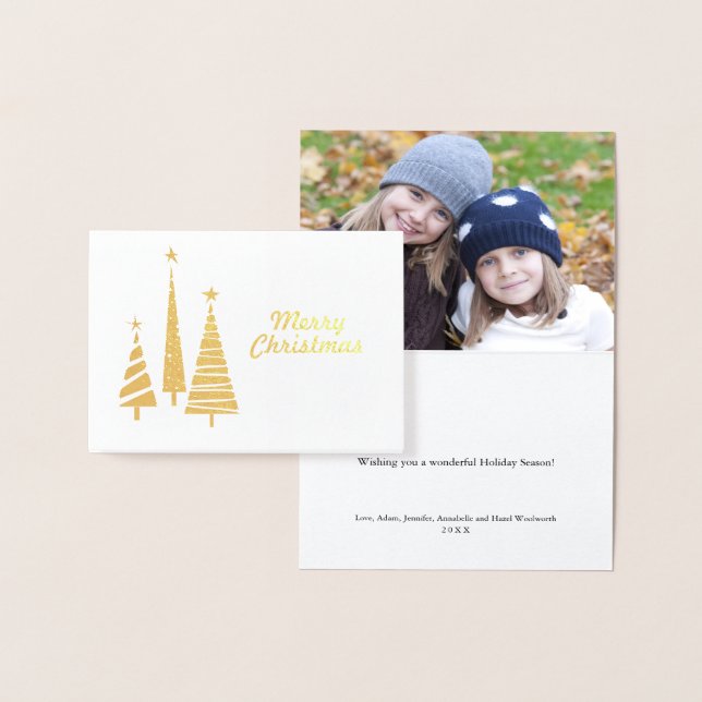 Carte Dorée Arbres de Noël Festive Gold Foil (Affichage)
