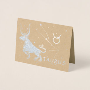 Carte Dorée Argent élégant d'anniversaire de Taureau de