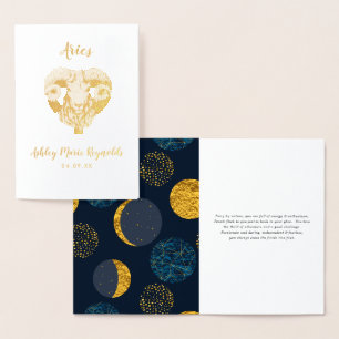 Carte Dorée Aries Astrologie Signe du zodiaque personnalisé