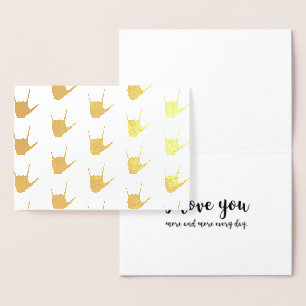 Carte Dorée ASL Sign Language I Love You Gold Foil Kraft Card