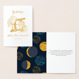 Carte Dorée Astrologie de Gemini Signe zodiaque personnalisé