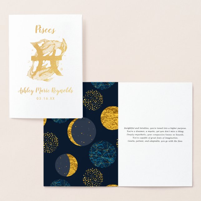 Carte Dorée Astrologie des Poissons | Signe zodiaque personnal (Affichage)