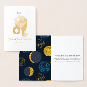 Carte Dorée Astrologie du Lion Signe du zodiaque personnalis