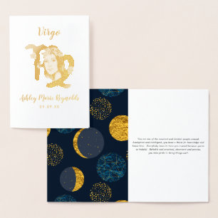 Carte Dorée Astrologie Vierge   Signe du zodiaque personnalisé