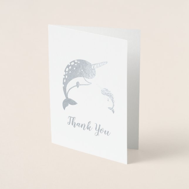 Carte Dorée Baby Shower Baleine Rose (Devant)