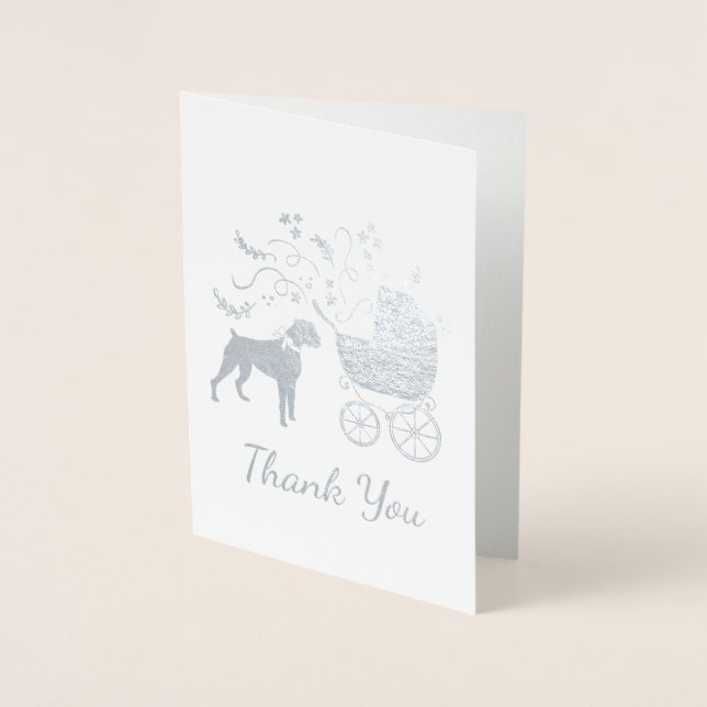 Carte Dorée Baby shower Chien Boxer Chien Chien Chien Gris Pup (Devant)