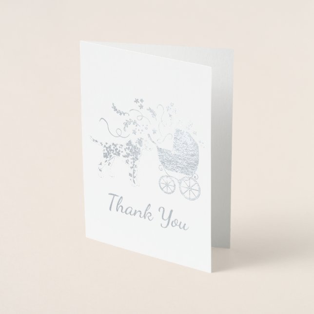 Carte Dorée Baby shower de Chien Dalmatien gris chiot (Devant)