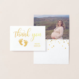 Carte Dorée Baby shower de MERCI Gold FOIL   PHOTO