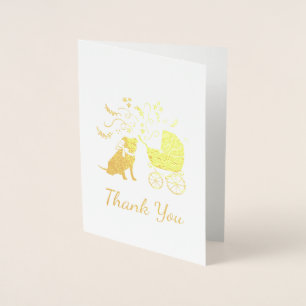 Carte Dorée Baby shower Pitbull de Chien à Puce d'Or