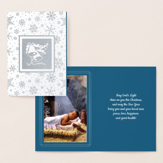 Carte Dorée Bébé Jésus Peinture Noël Luxe (Affichage)