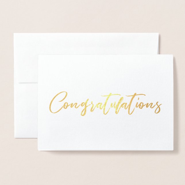 Carte Dorée Belle Calligraphie Chic Félicitations (Devant avec enveloppe)